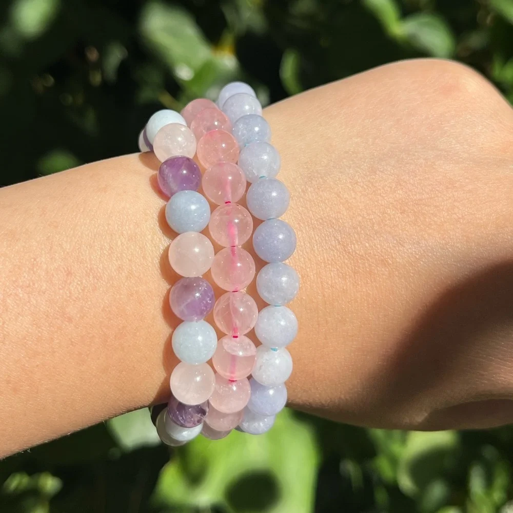 8mm‎ Dainty blue Multistone bracelet set
